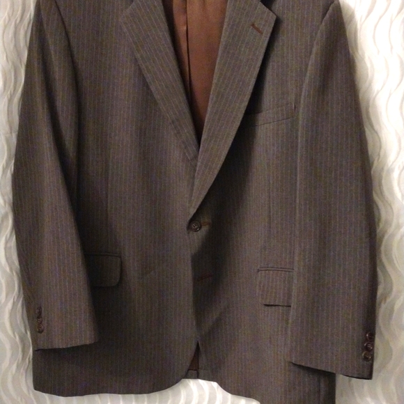 De Bartelli Belk Lindsey of Florida Brown Pinstripe 44R Suit Jacket Blazer - Picture 4 of 7